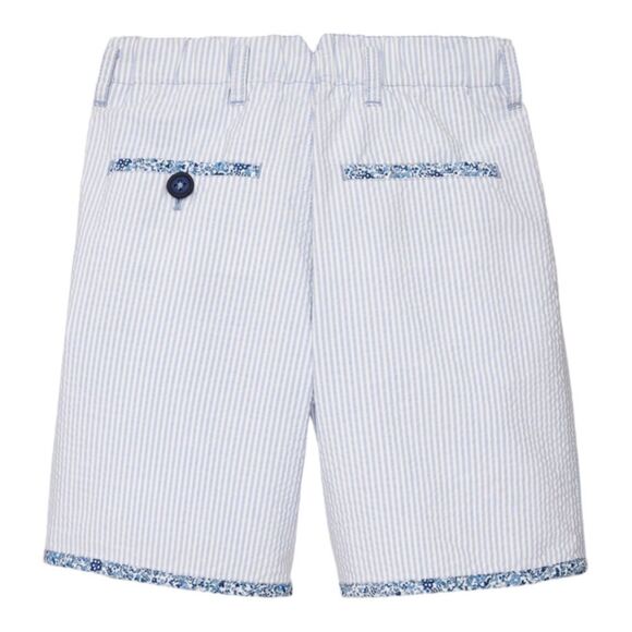 ZARA Kids | Blue | CONTRAST HEM STRIPED TEXTURED SHORTS LIMITED EDITION - Picture 3 of 7